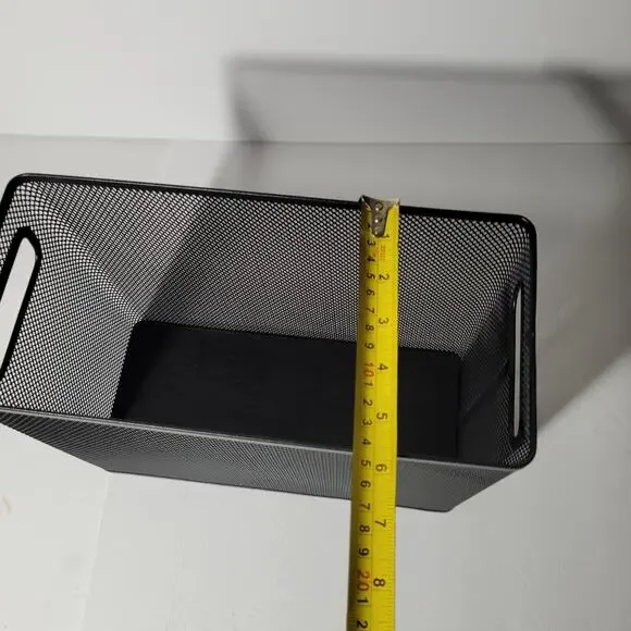 Black Metal Mesh Storage Basket with Handles - 10x12x6 - Picture 6 of 10